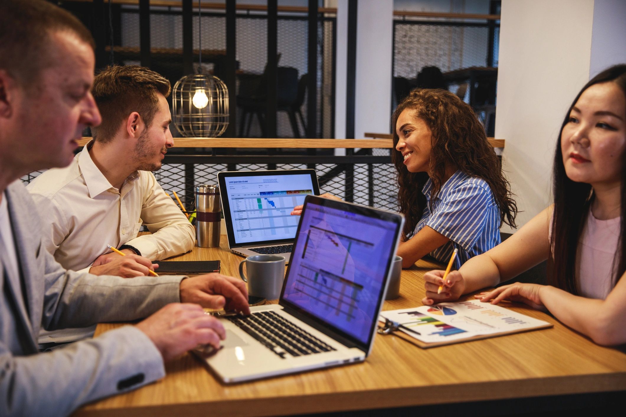 Team meeting in a board room